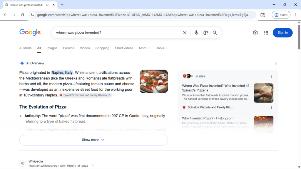 AI, Google, search, Google Search, AI Mode, pizza